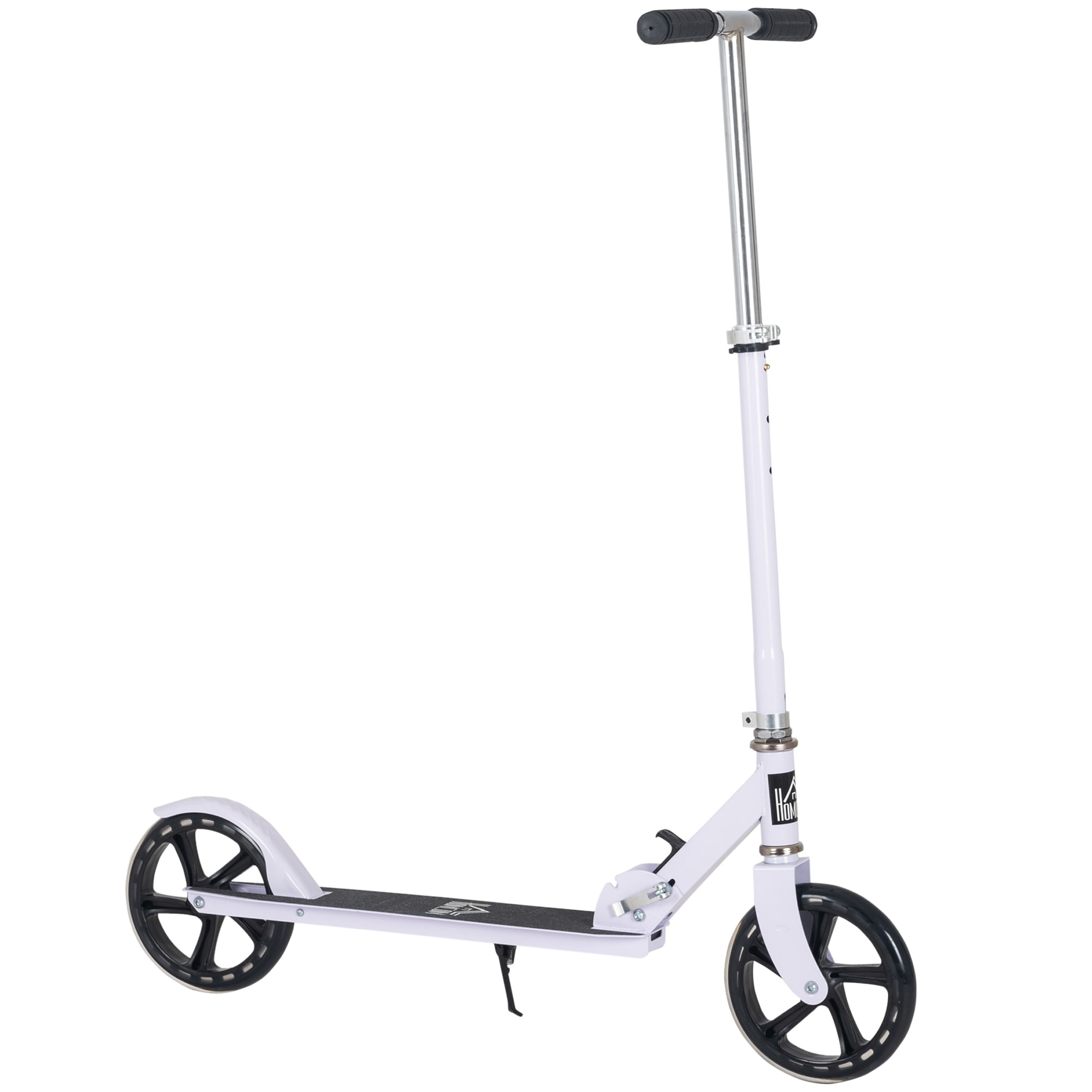 Trottinette pliable hauteur guidon réglable sur 4 niveaux système de freinage arrière blanc dim. 88L x 37l x 75-100H cm