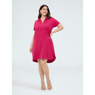 Fiorella Rubino - Vestido con cuello polo y botón joya - Fuchsia