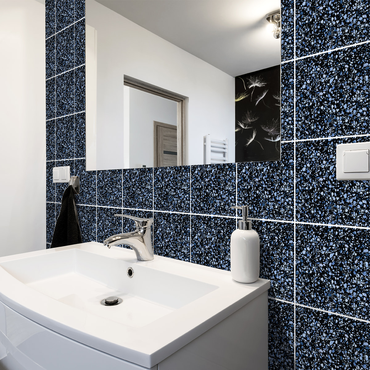 Stickers muraux - Sticker Mural Carrelage adhésif Cuisine Salle de Bain - 30 STICKERS CARRELAGES TERRAZZO MARIO