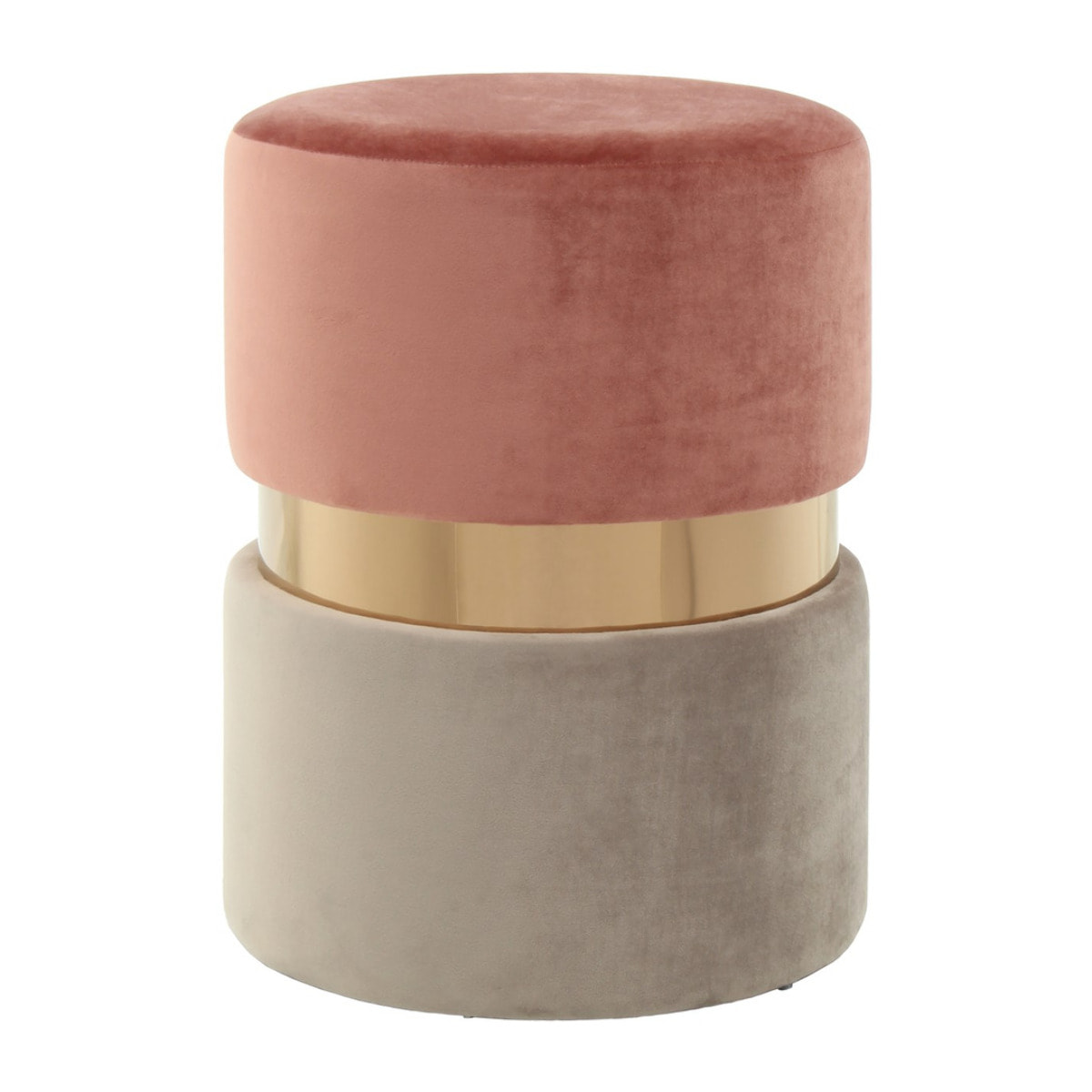 Pouf contenitore Gipsy in velluto rosa antico e taupe