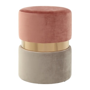 Pouf contenitore Gipsy in velluto rosa antico e taupe