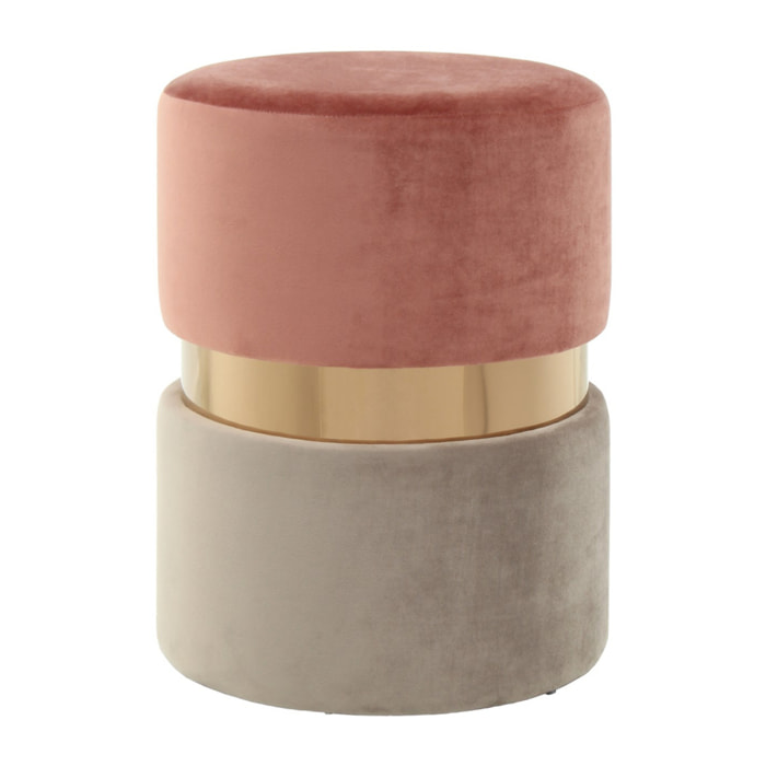 Pouf contenitore Gipsy in velluto rosa antico e taupe