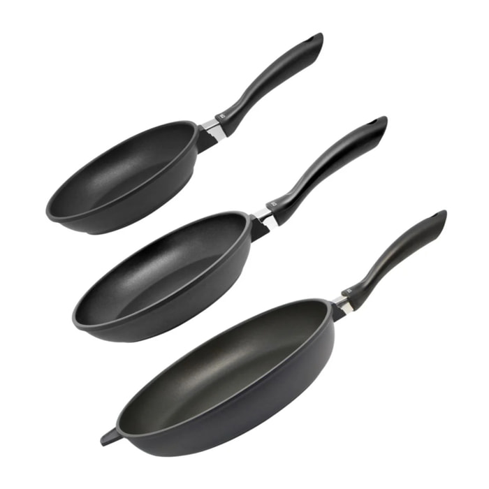 Set de 3 poêles à frire 24 cm 28 cm et 32 cm sans PFAS Elo Alucast