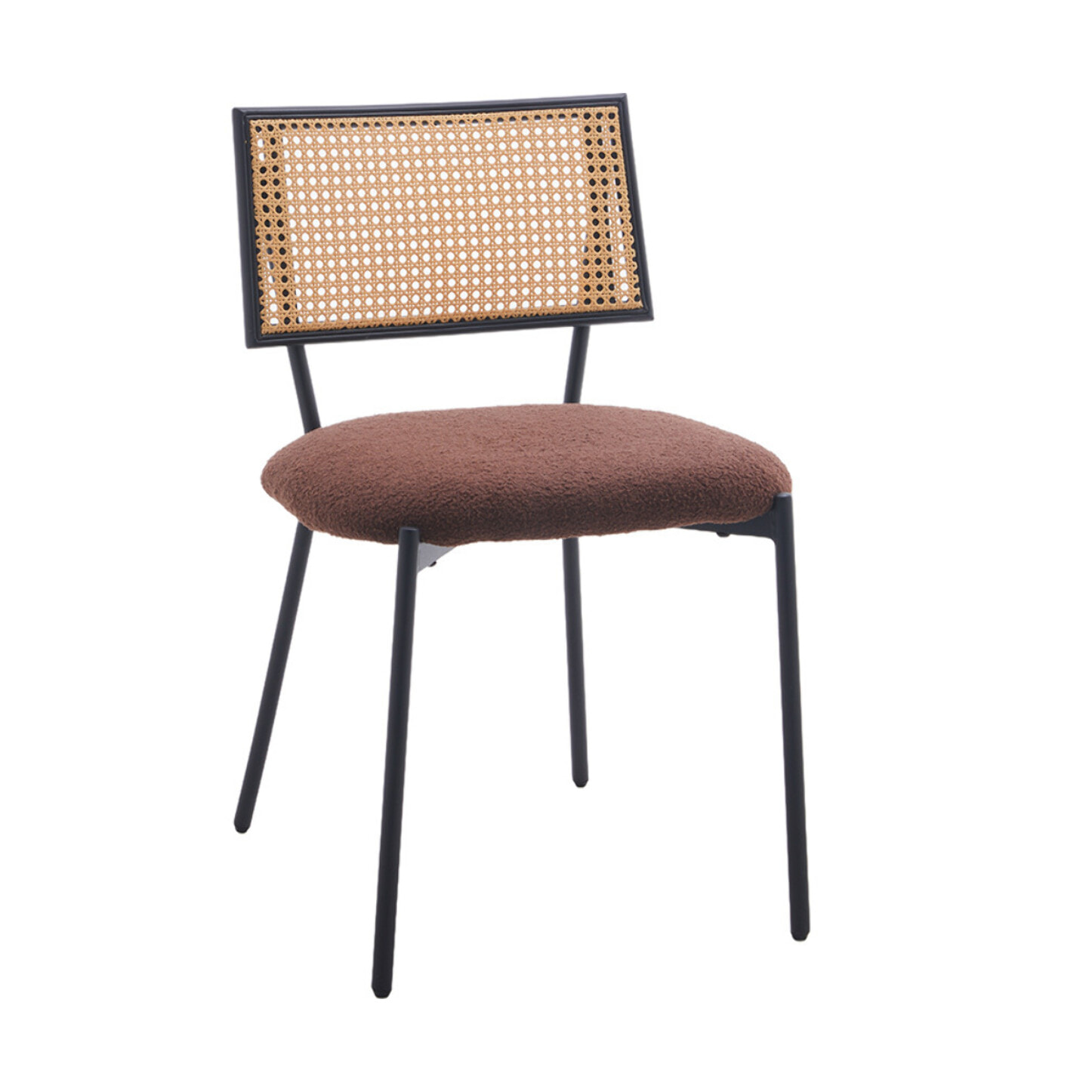 Luciano - lot de 2 chaises cannage - en tissu bouclette - Marron
