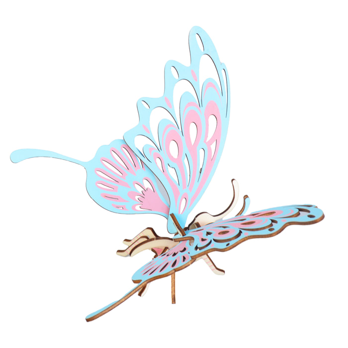 Maqueta 3D de madera. Diseño de Mariposa. 16 piezas.