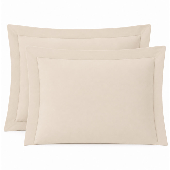 SARTORIALE Coppia Federe 3 Volani Elegance Tinta Unita in Percalle_52x82_Ivory