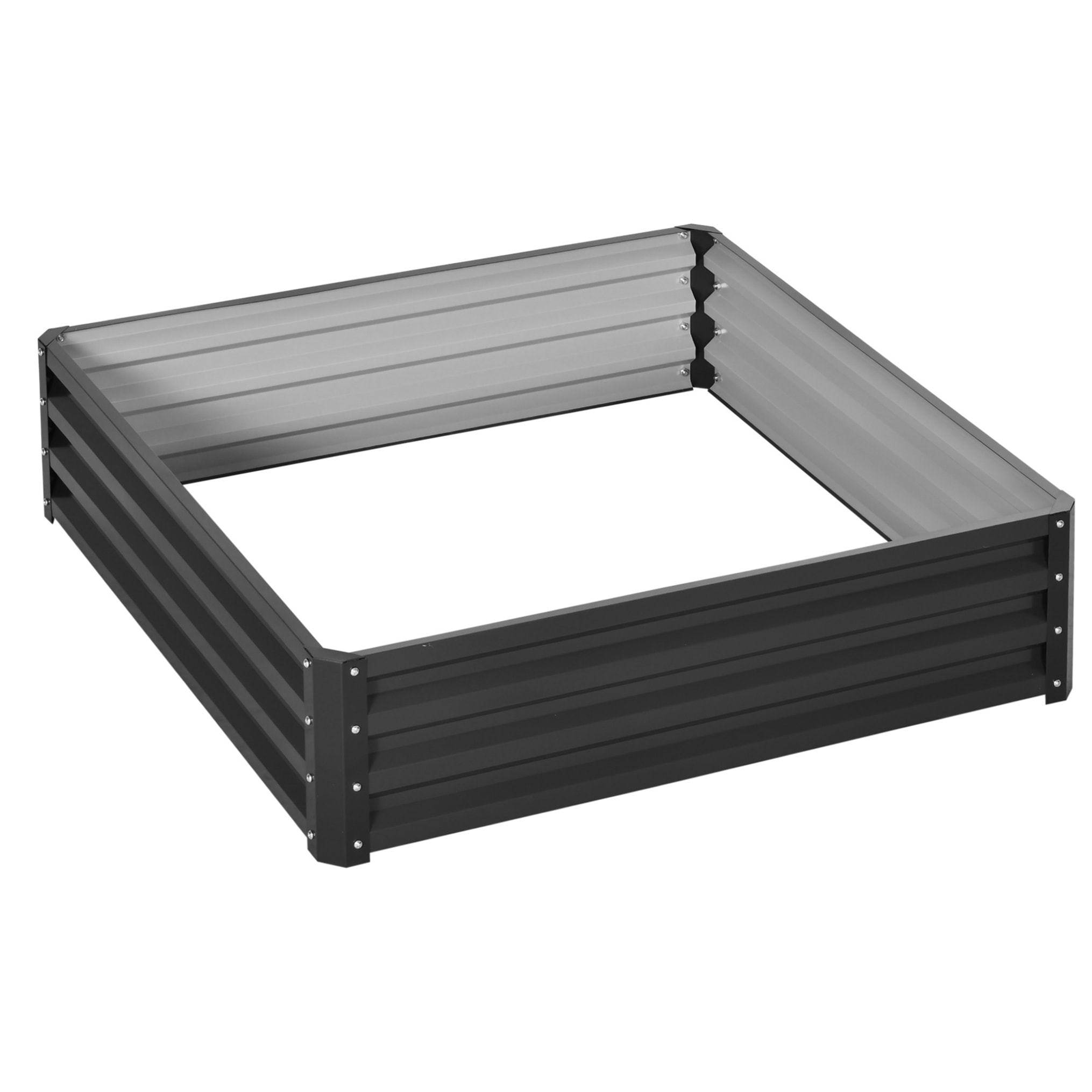 Carré potager de jardin dim. 120L x 120l x 30H cm tôle d'acier ondulée gris