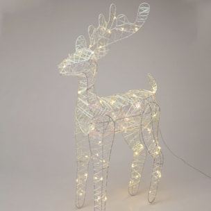 reno luminoso navideño color blanco con 60 luces led 36x14x60cm