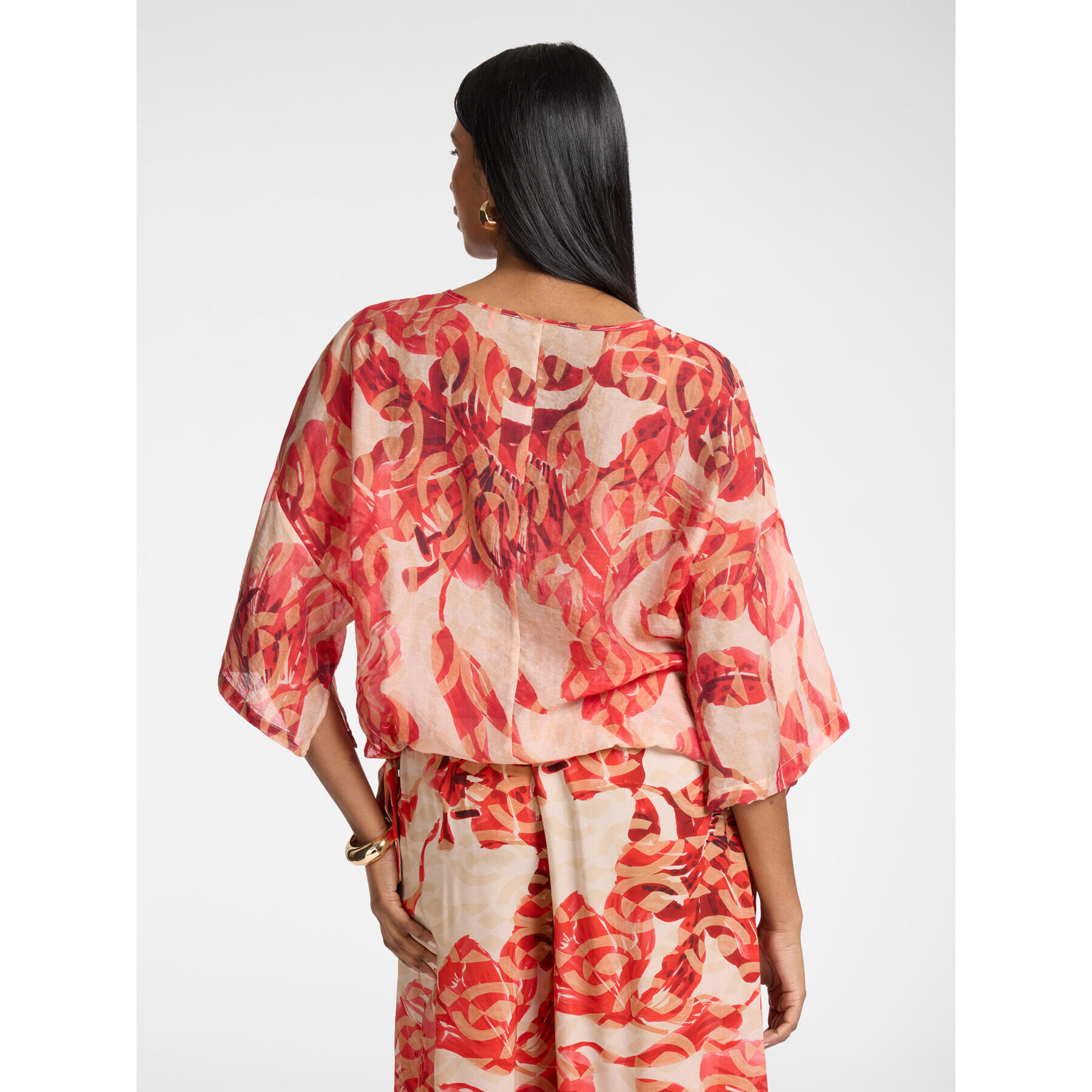 Elena Mirò - Blusa stampata con lacci - Rosso