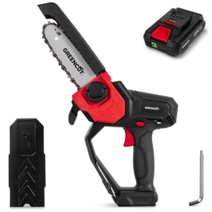 Motosierra de mano con batería de litio de 20V para poda con espada de 152mm, 6" - Greencut GSM200L