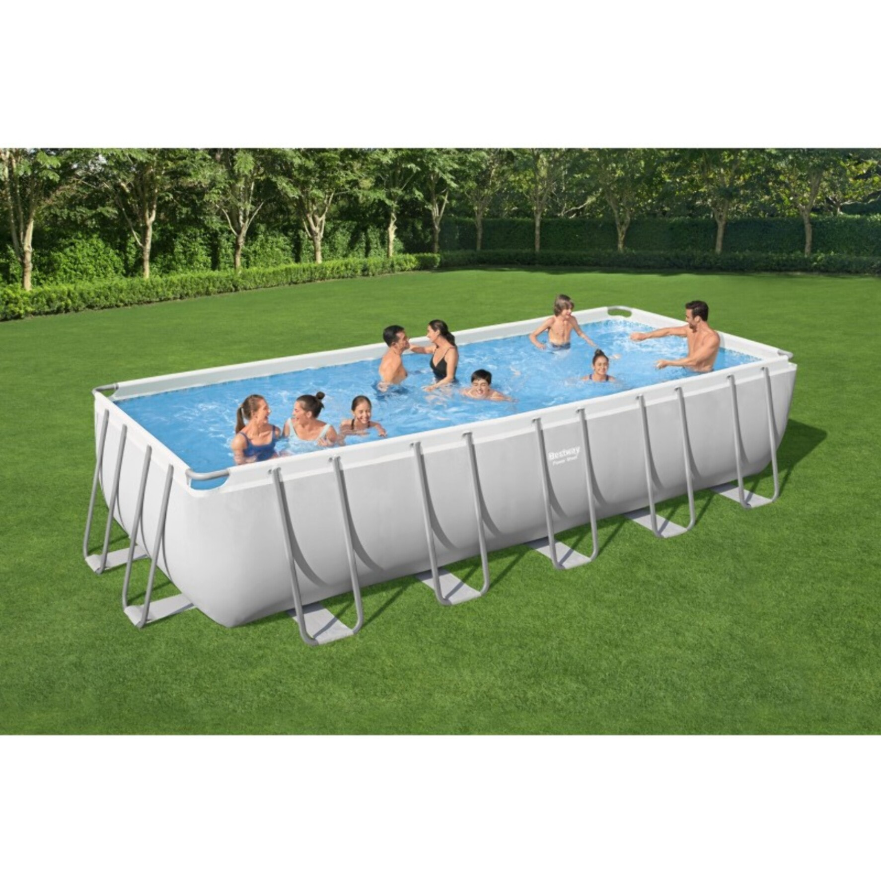 Bestway Piscine hors sol tubulaire rectangulaire Bestway Power Steel 640 x 274 x 132 cm gris clair