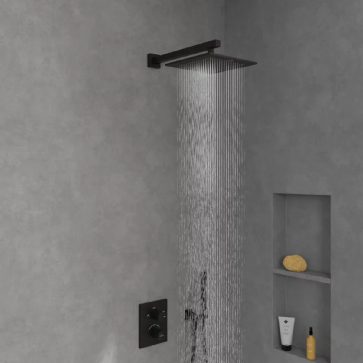 Douche de tête Universal rectangle Noir mat
