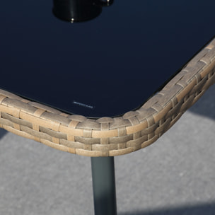 GULO - salon de jardin 9 places résine tressée marron et beige