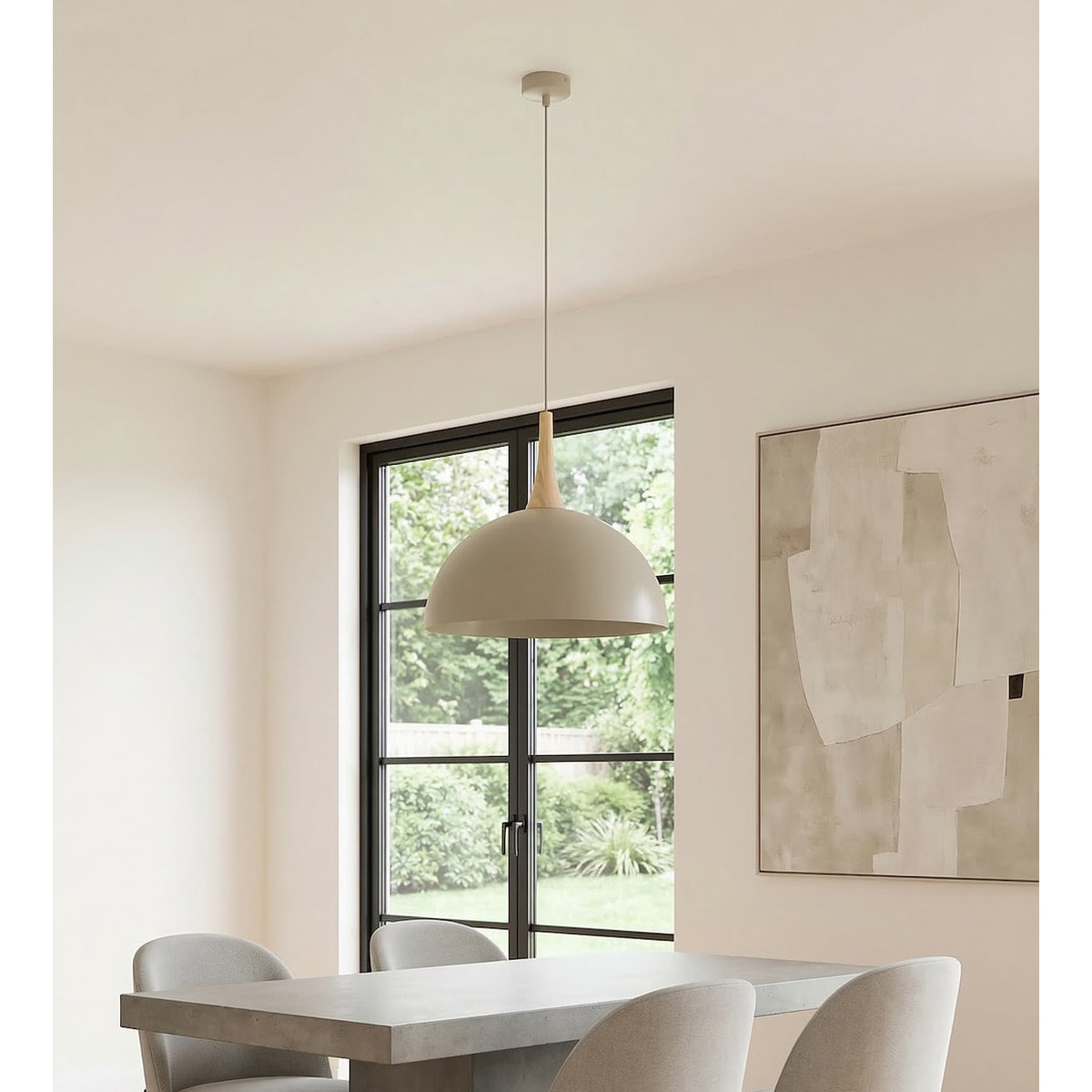 Lampada a sospensione Nautica in acciaio mokka e legno
