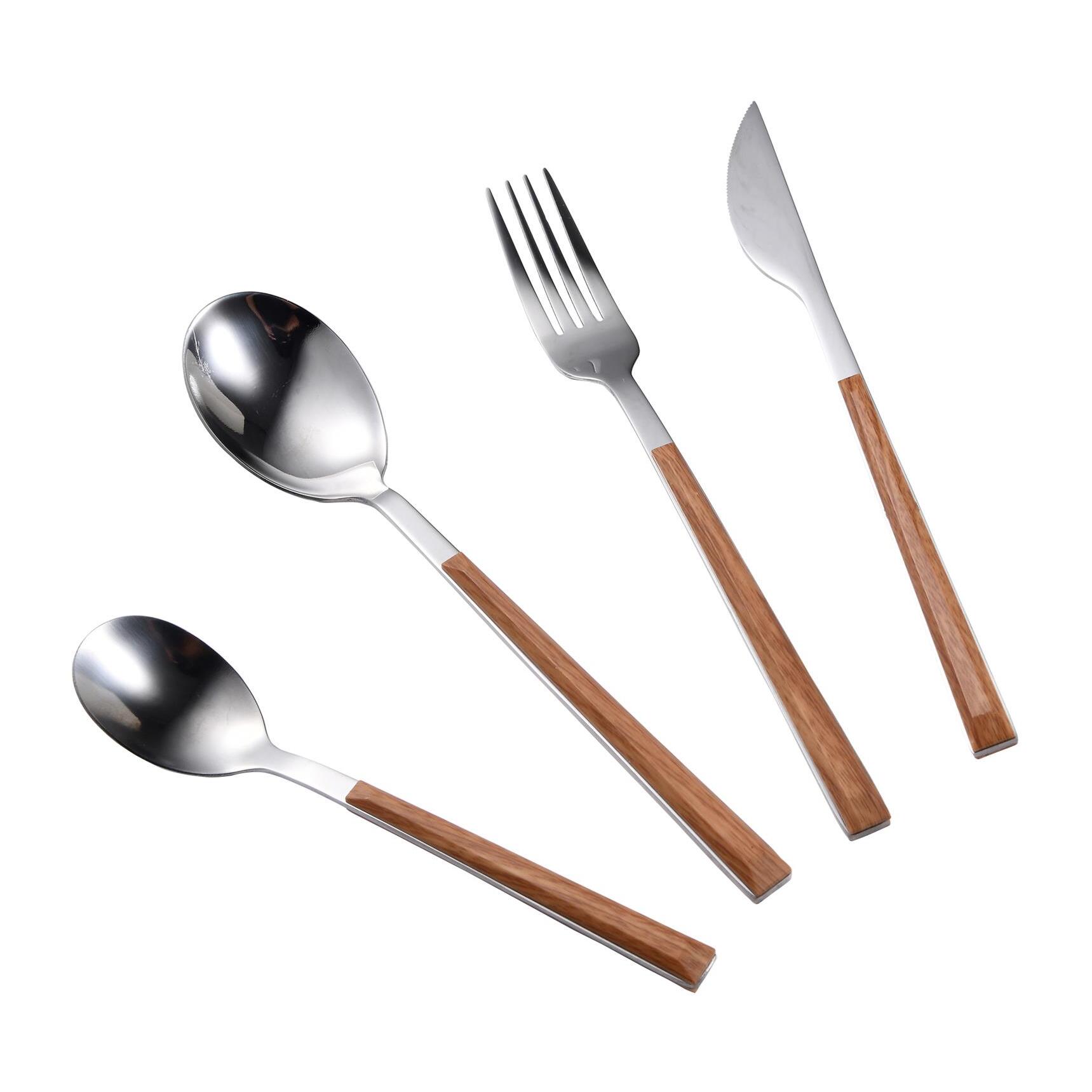 Juego de 24Pzs de cuberteria (6 cuchillos + 6 tenedores + 6 cucharas + 6 cucharillas) en Acero inoxidable