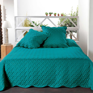 Couverture molletonné surpiquage graphique - Turquoise