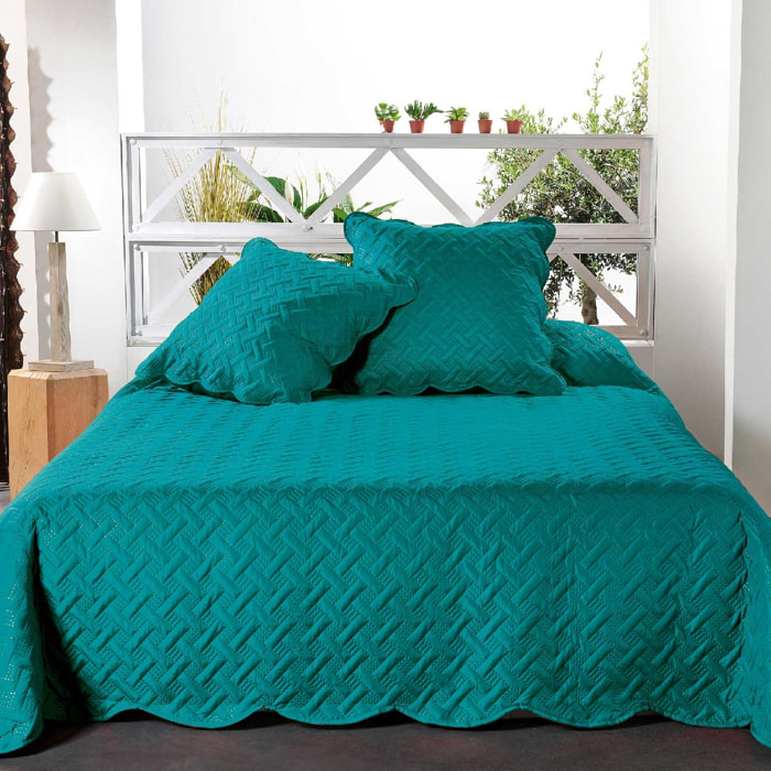 Couverture molletonné surpiquage graphique - Turquoise