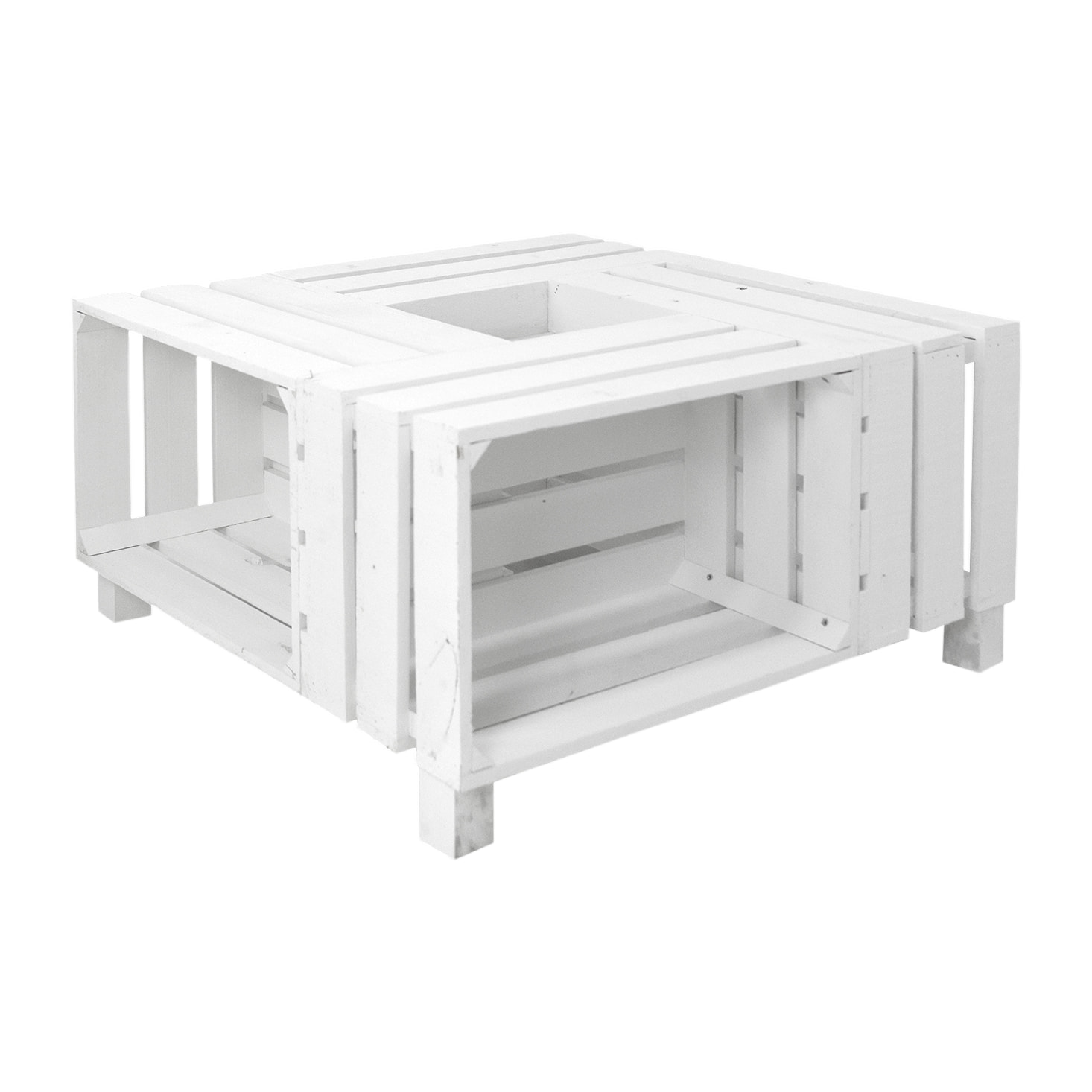 Table basse en bois massif blanc 75x75x32,5cm Hauteur: 32.5 Longueur: 75 Largeur: 75