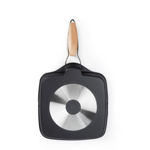 Grill 24 × 24 cm avec couvercle Excelsa – Grigliosa, Aluminium Noir