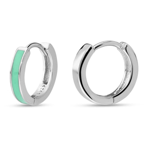 Orecchini a Cerchio Smaltati Verdi in Argento 925