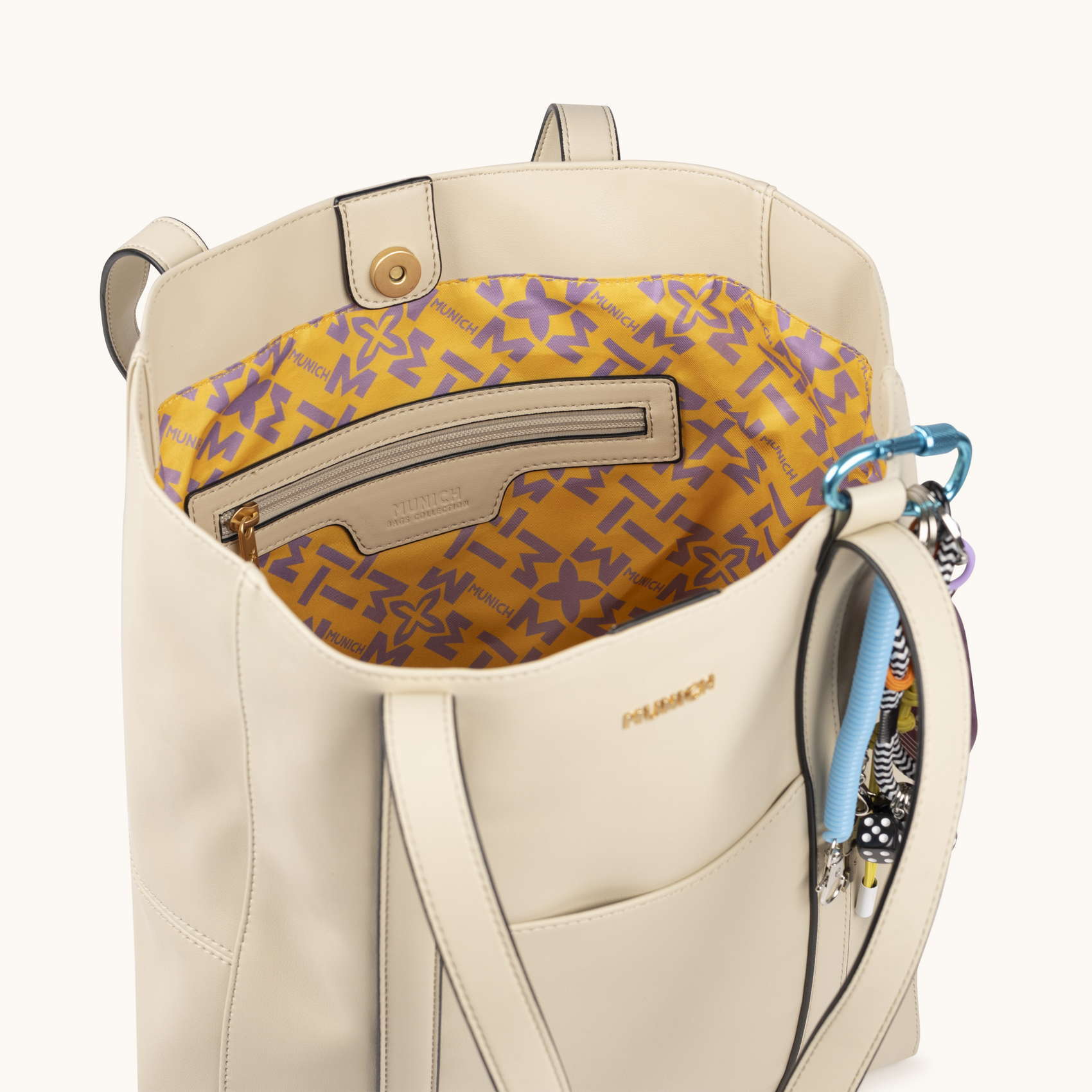 Bolso Shopper Color Crema con Charms Personalizables CHARMS SHOPPER CREAM