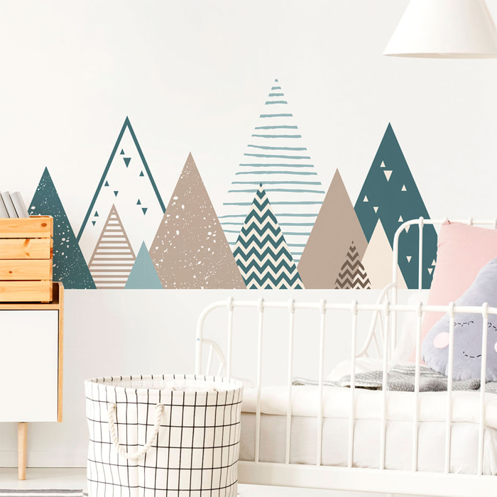 Stickers muraux enfants - Décoration chambre bébé - Autocollant Sticker mural géant enfant montagnes scandinaves IRINKA