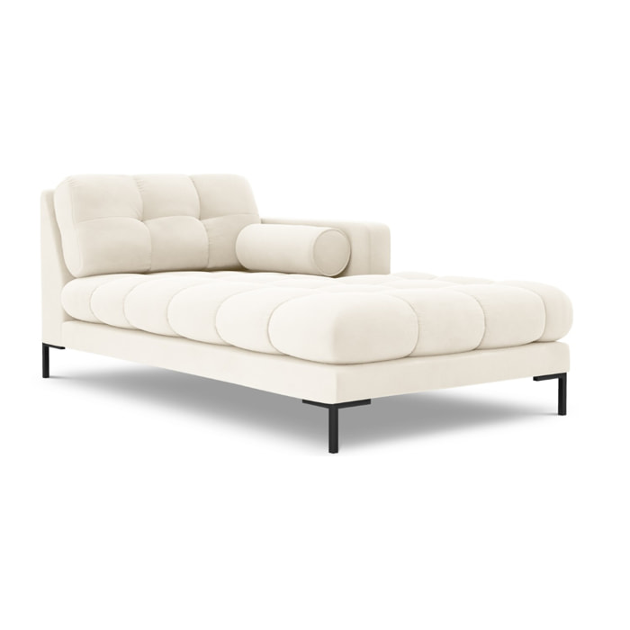 Méridienne droite "Bali" en velours beige clair