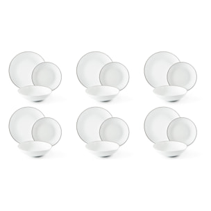 Service de table 18 pièces Excelsa – Platinum, Porcelaine Blanc