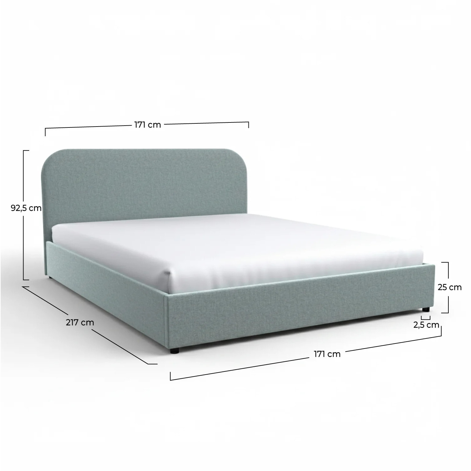 Lit double 160x200 cm avec coffre en tissu gris - Tilly