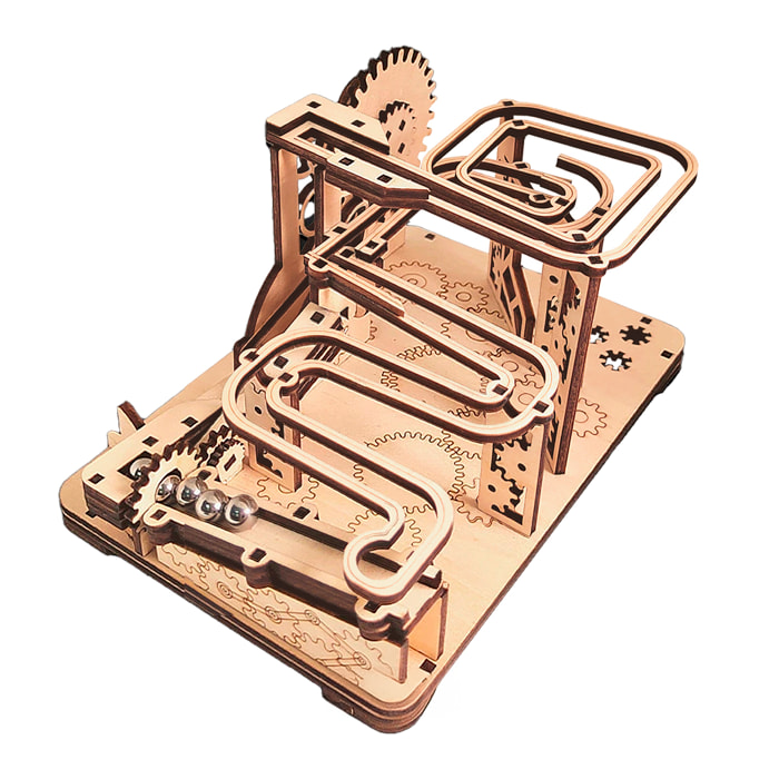 Maqueta de Madera 3D, con movimiento mecánico diseño de Lanzapiedras Mecánico. 81 piezas.