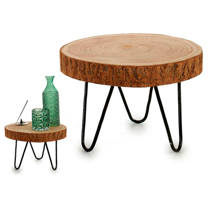Tavolo in legno stile tronco con gambe in acciaio 28x20cm