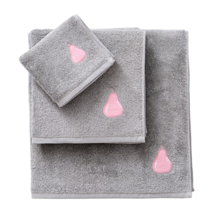 Set toallas 3pcs, 450gsm 100%algodon gris con pera rosa benetton