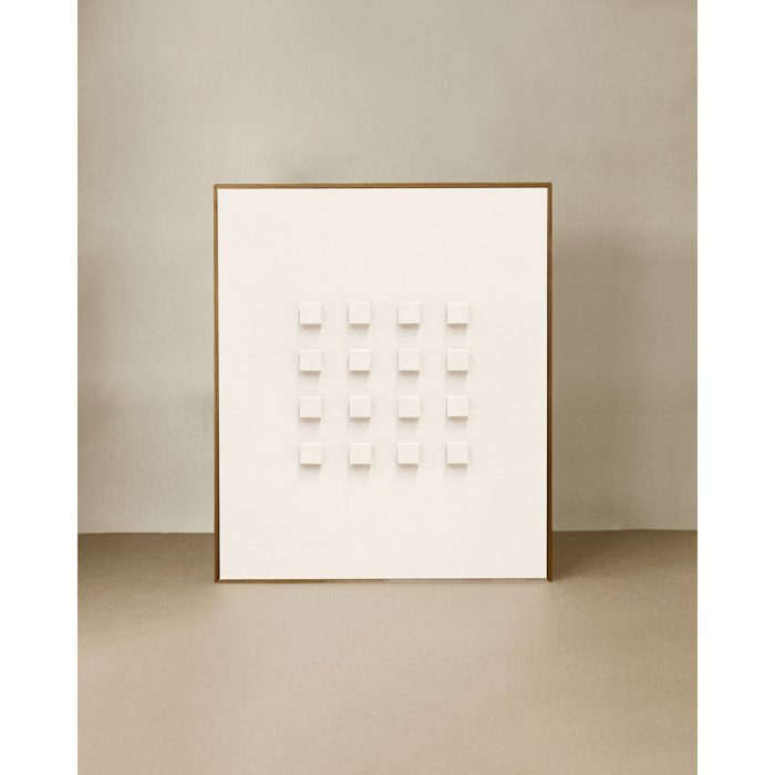 Tableau blanc décoratif sur coton avec cadre en bois peint à la main à la peinture à l'huile en différentes tailles