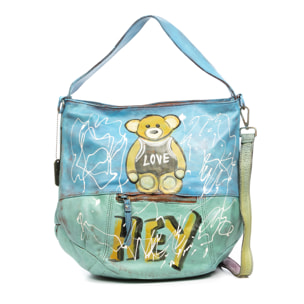 Antrodoco borsa a spalla donna. Pelle autentica finitura Sauvage dipinta a mano