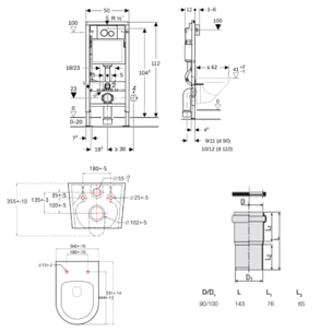 Duofix pack WC bâti-support + WC suspendu sans bride Swiss Aqua Technologies avec abattant SoftClose + plaque (GEBSTBRWR04-FR)