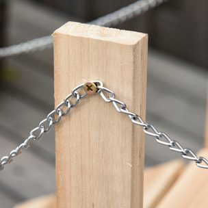 Puente de Jardín de Madera con Pasamanos de Cadenas Metálicas Puente Decorativo para Estanque Carga 5 kg para Decoración Patio 100x32x48 cm Madera Natural