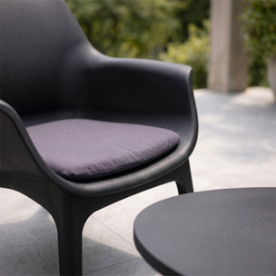 Salon de jardin 4 places gris anthracite avec table basse BUCA