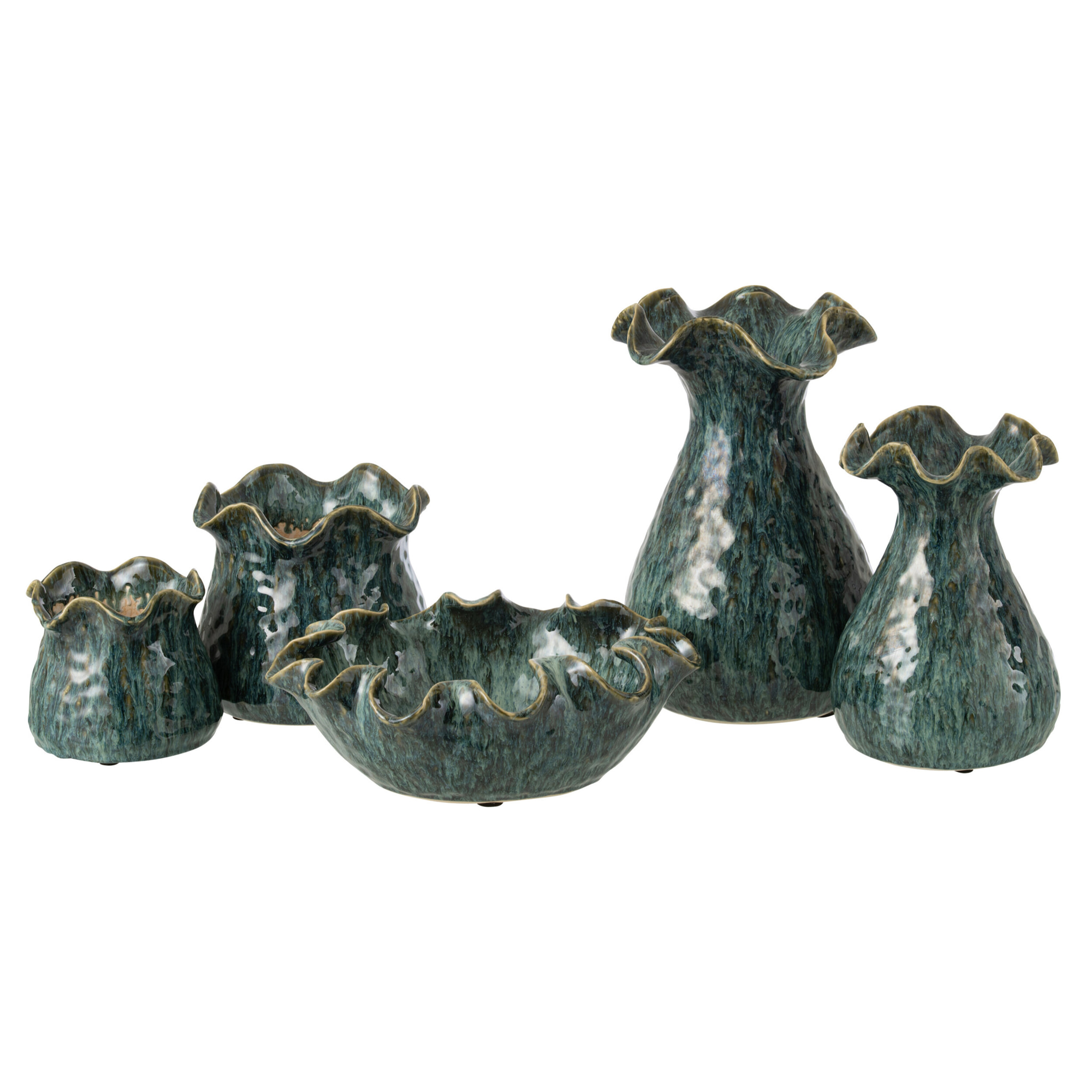 J-Line Cache-pot Ronny Irrégulier - céramique - bleu - large