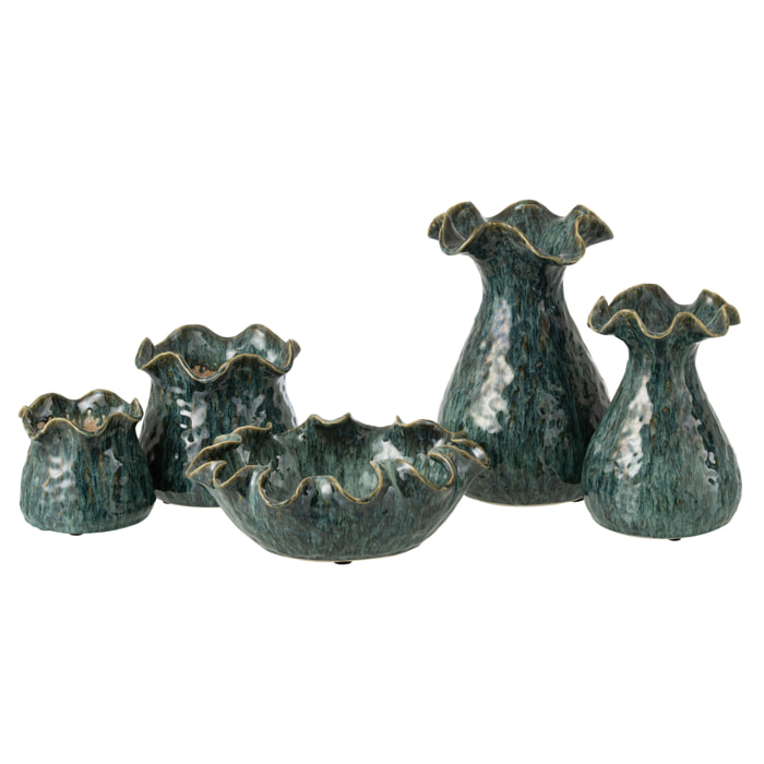 J-Line Cache-pot Ronny Irrégulier - céramique - bleu - large