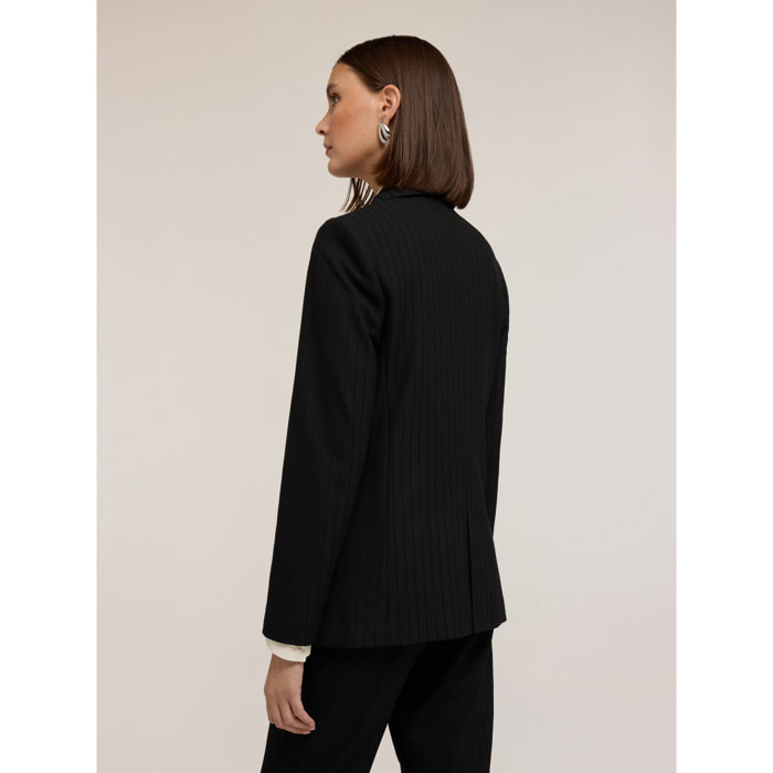 Motivi - Chaqueta estructurada cruzada a rayas - Negro