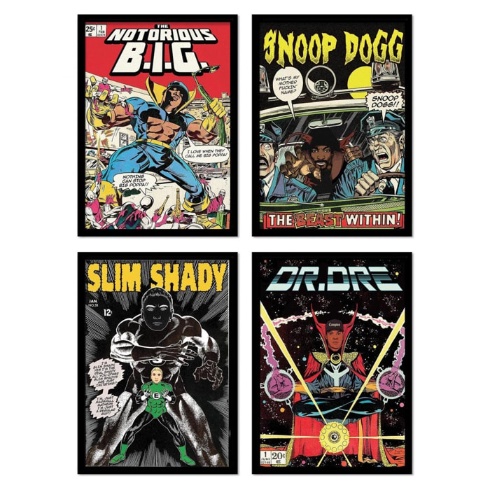 4 Art-Posters 20 x 30 cm - Rappers Comics - David Redon - 20 x 30 cm