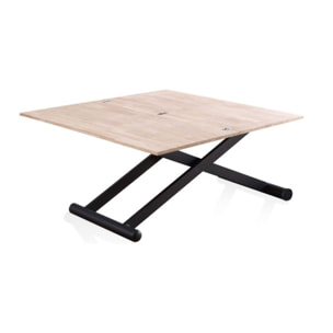 Mesa de centro elevable extensible Katia Negro - Roble