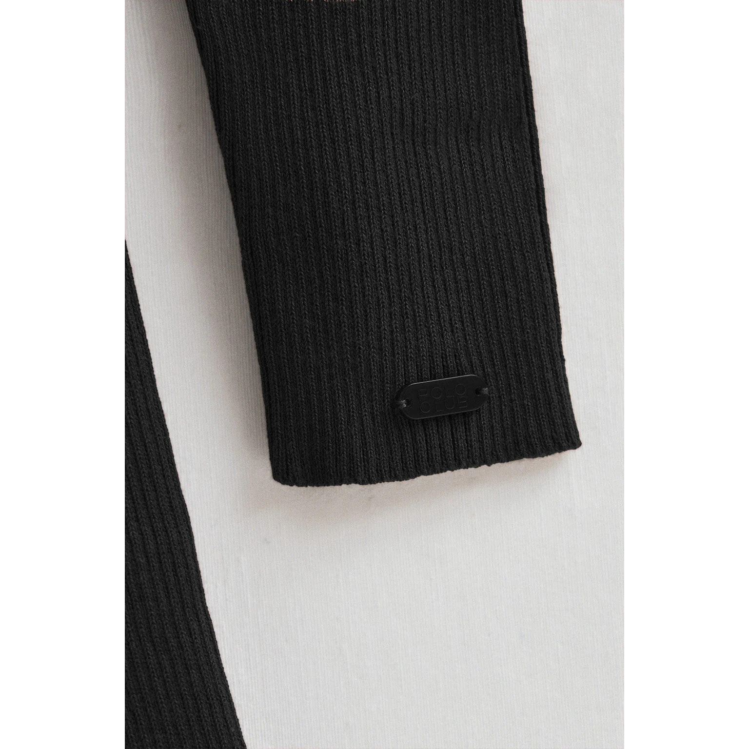 Vestido largo de cuello perkins negro con logo Polo Club