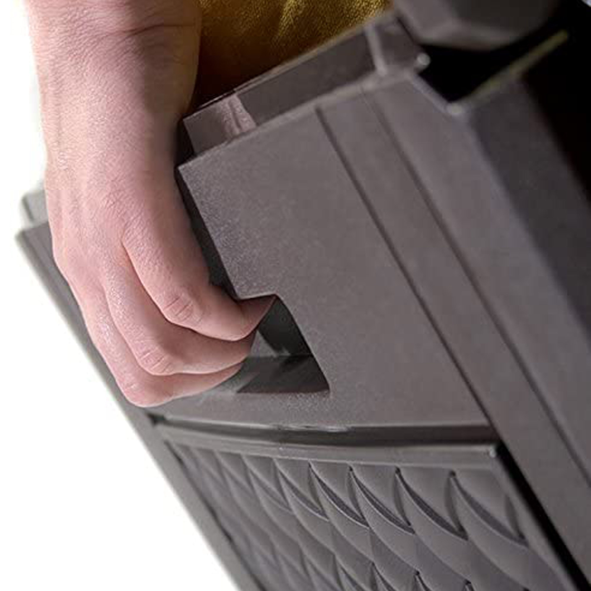 Baul de jardin 310 litros boxe rato en color chocolate 119 x 48 x 60 cm