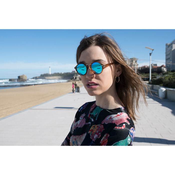 Gafas de sol PALO ALTO MARYLAND - Franja marrón / Revo azul cielo