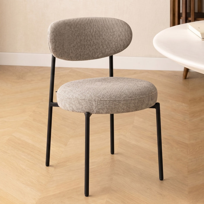 Lot de 2 chaises de salle à manger en tissu chenille - ORLA