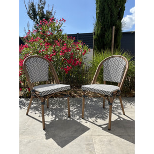BISTRO - Lot de 2 fauteuils de jardin empilables en aluminium - bleu