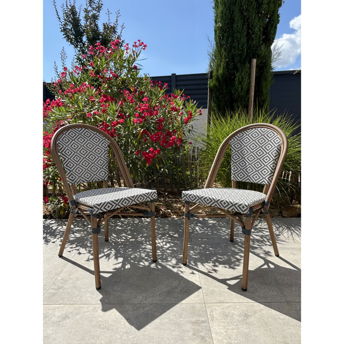 BISTRO - Lot de 2 fauteuils de jardin empilables en aluminium - bleu