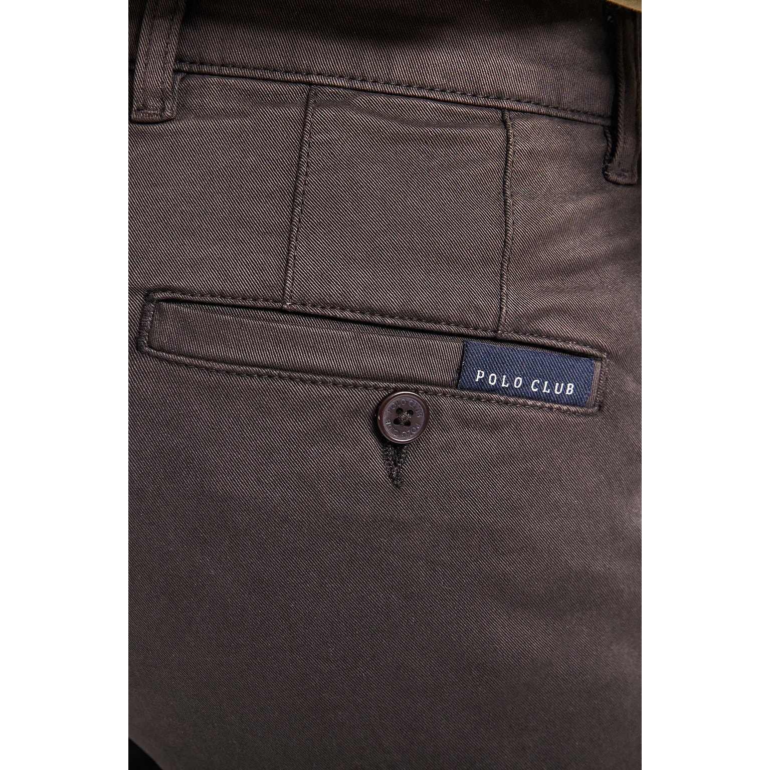 Pantaloni casual marrone scuro in cotone elasticizzato con particolari Polo Club