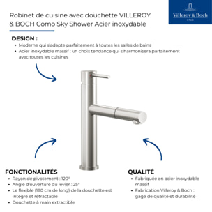 Robinet cuisine avec douchette VILLEROY & BOCH Como Sky Shower
